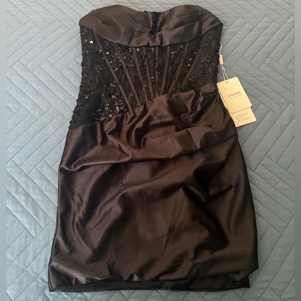 STACEES STRAPLESS BLACK HOMECOMING DRESS (NWT)
